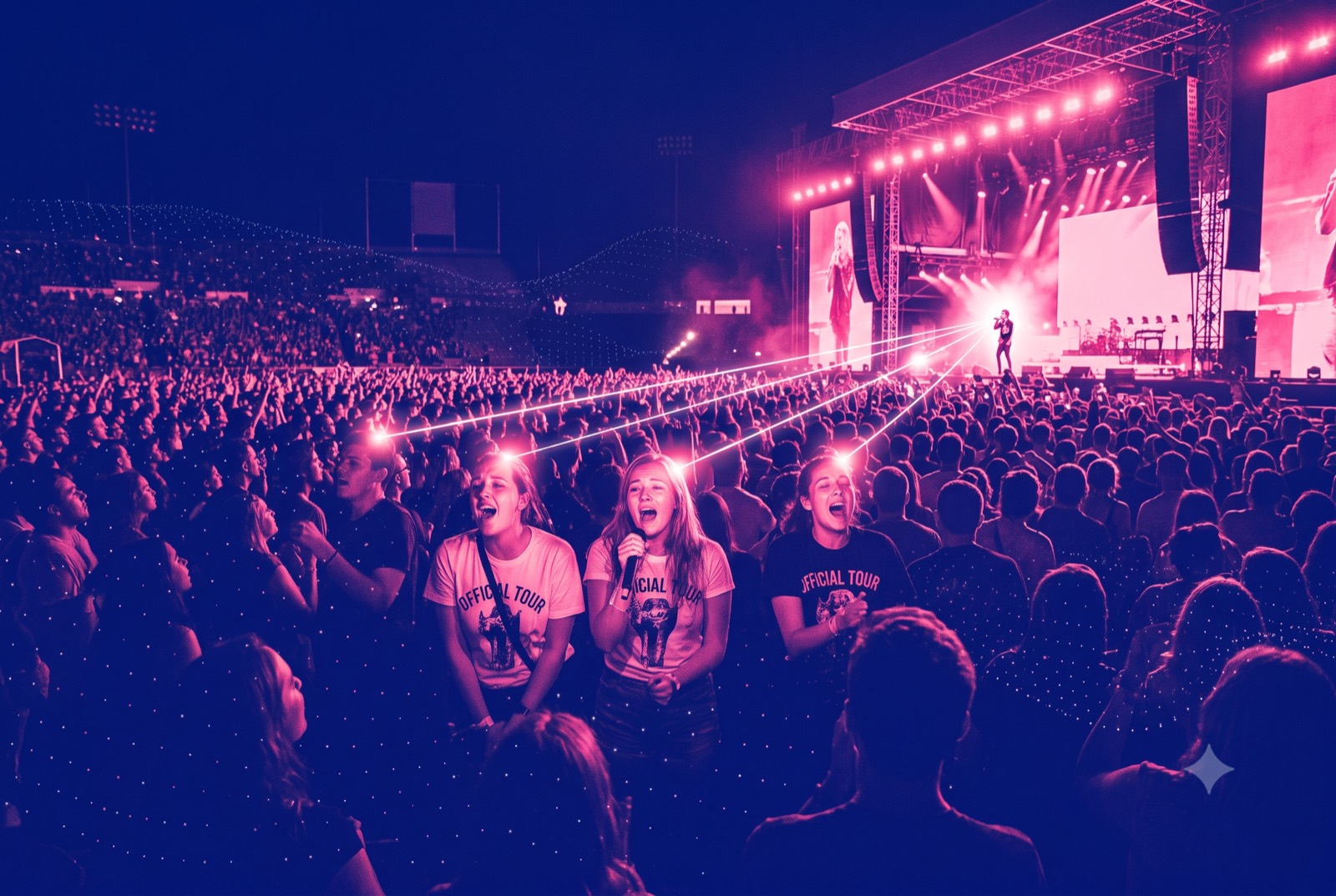 Em um show à noite, alguns poucos fãs brilham muito mais forte do que o resto — os superfãs — carregando quase toda a luz da multidão.